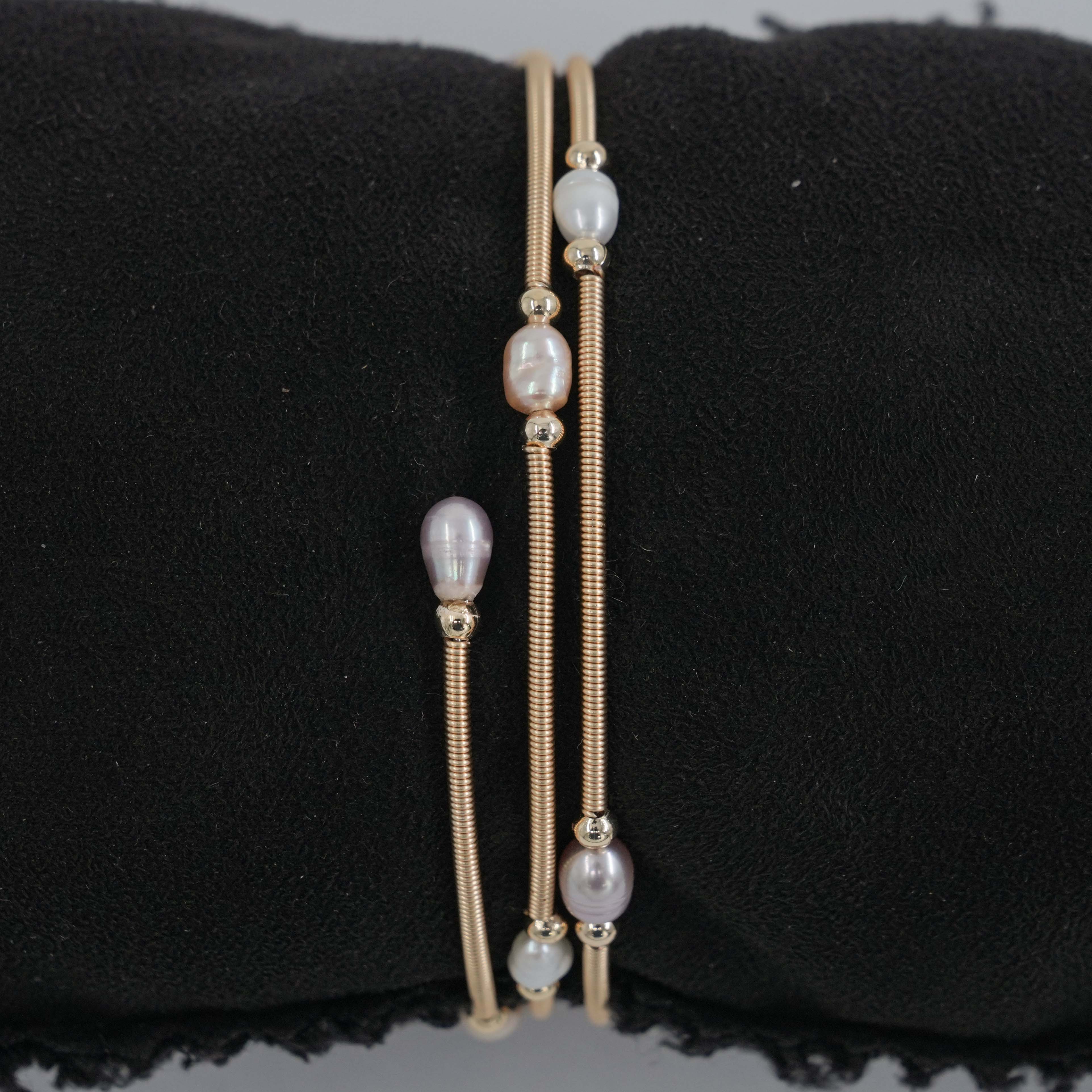 The Pearl Atelier by Kabra Pearls - Gold Polished 3 Layered Pearl Bracelet Shaded